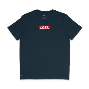 Duurzame T-shirt Lobi Boxlogo Navy Front