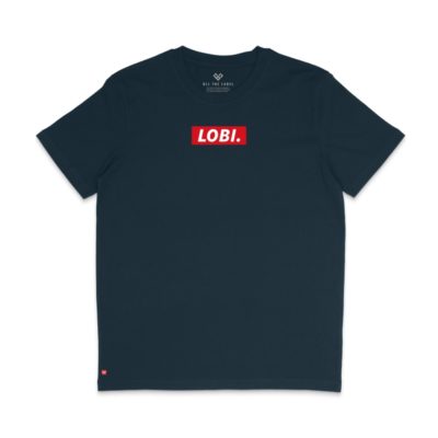 Duurzame T-shirt Lobi Boxlogo Navy Front