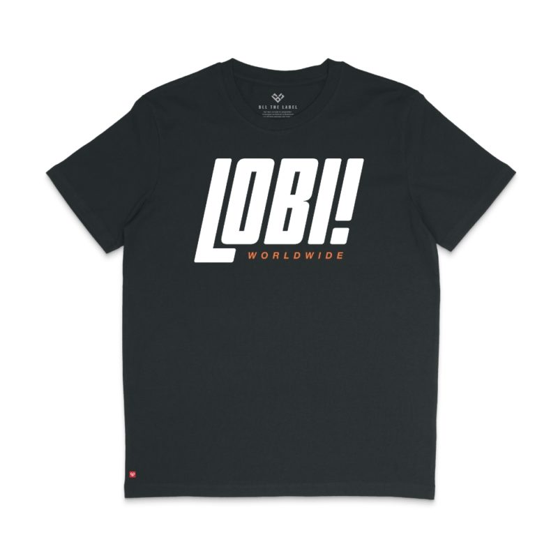 Duurzame T-shirt Lobi Worldwide Italic Black Front