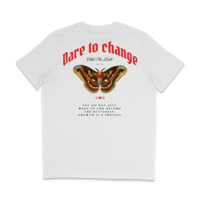 Duurzame T-shirt Club Du Lobi Dare to change Wit achter